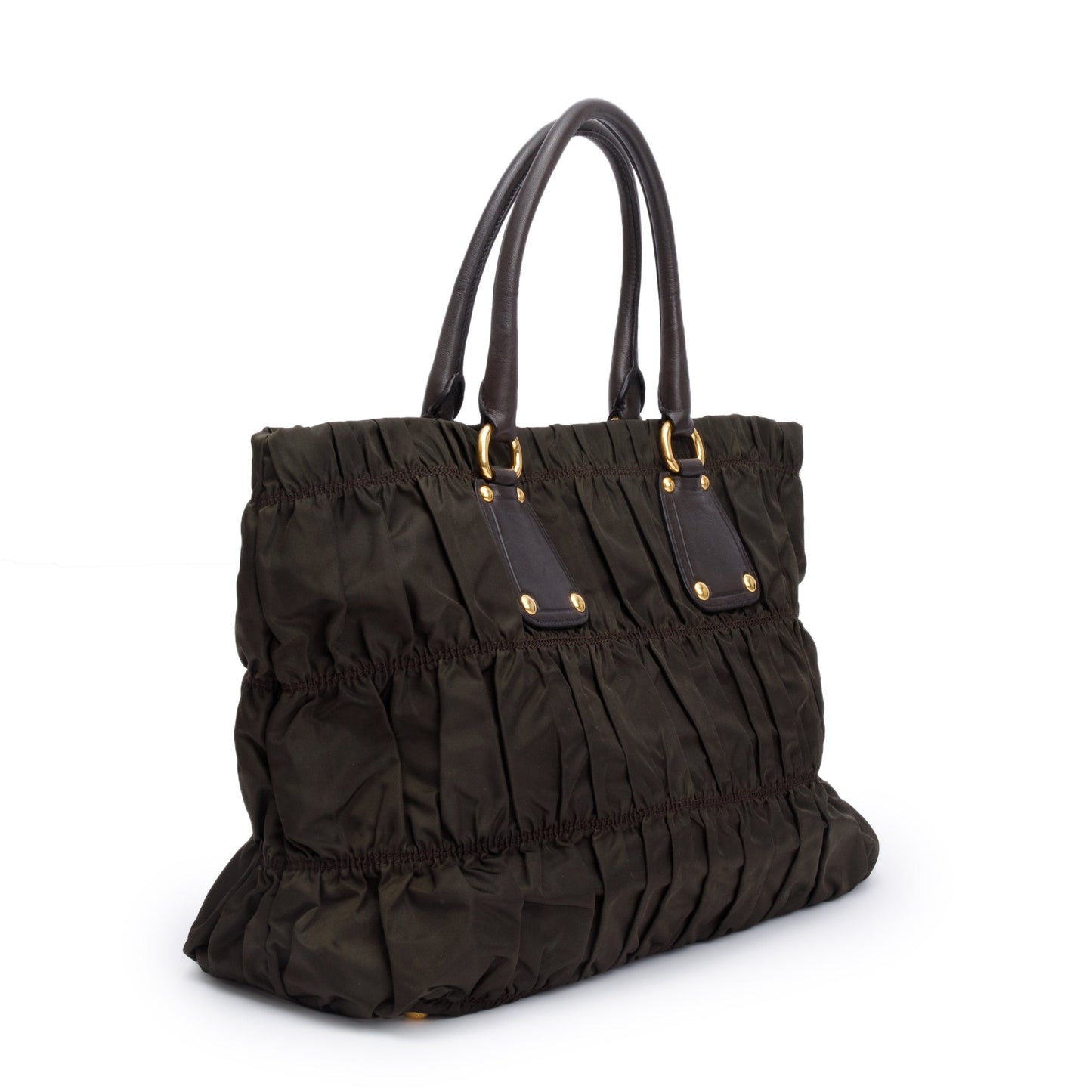 Prada Olive Green Tessuto Nylon Gauffre Quilted Tote