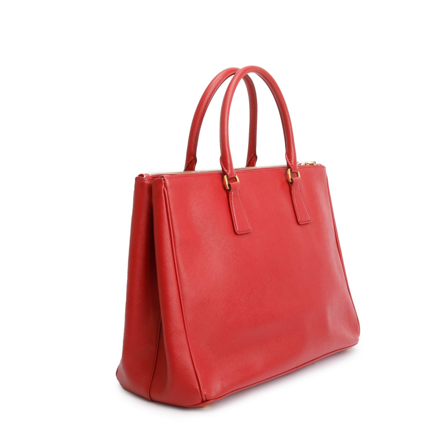 Prada Red Saffiano Lux Large Double Zip Galleria Tote