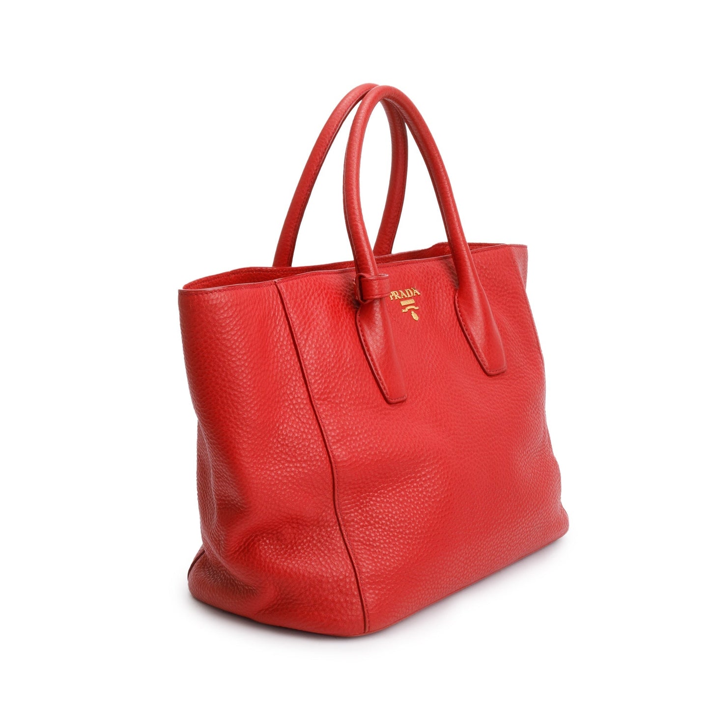 Prada Red Vitello Daino Leather Tote