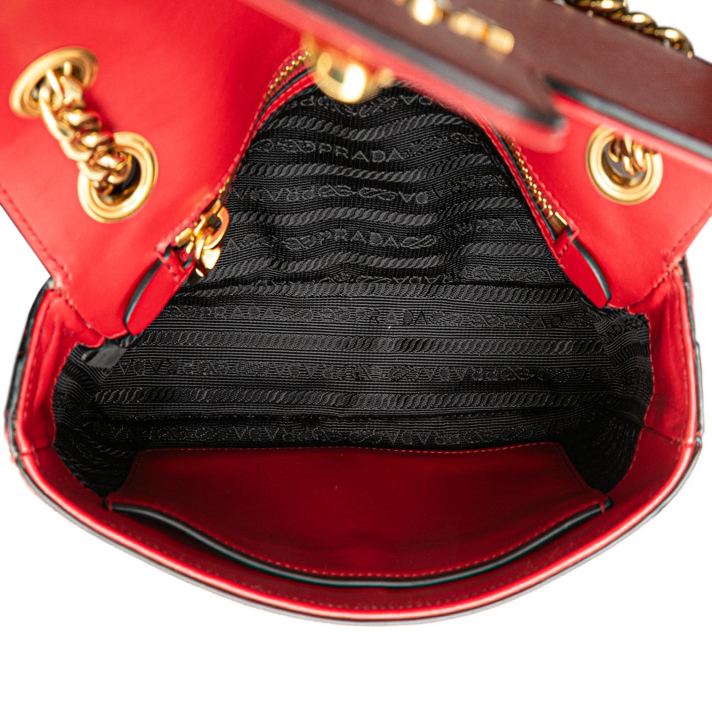 Prada Saffiano Pattina Chain Crossbody
