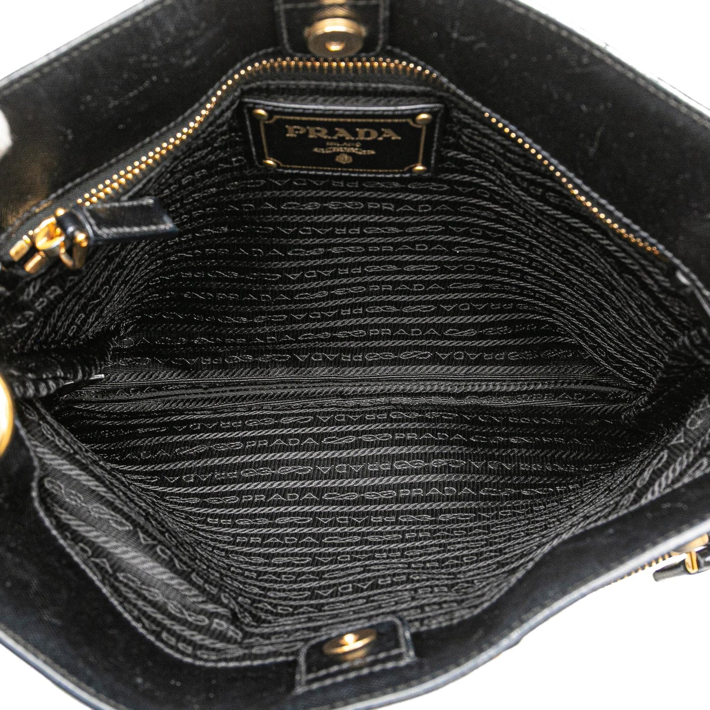 Prada Saffiano Trimmed Tessuto Snap Crossbody