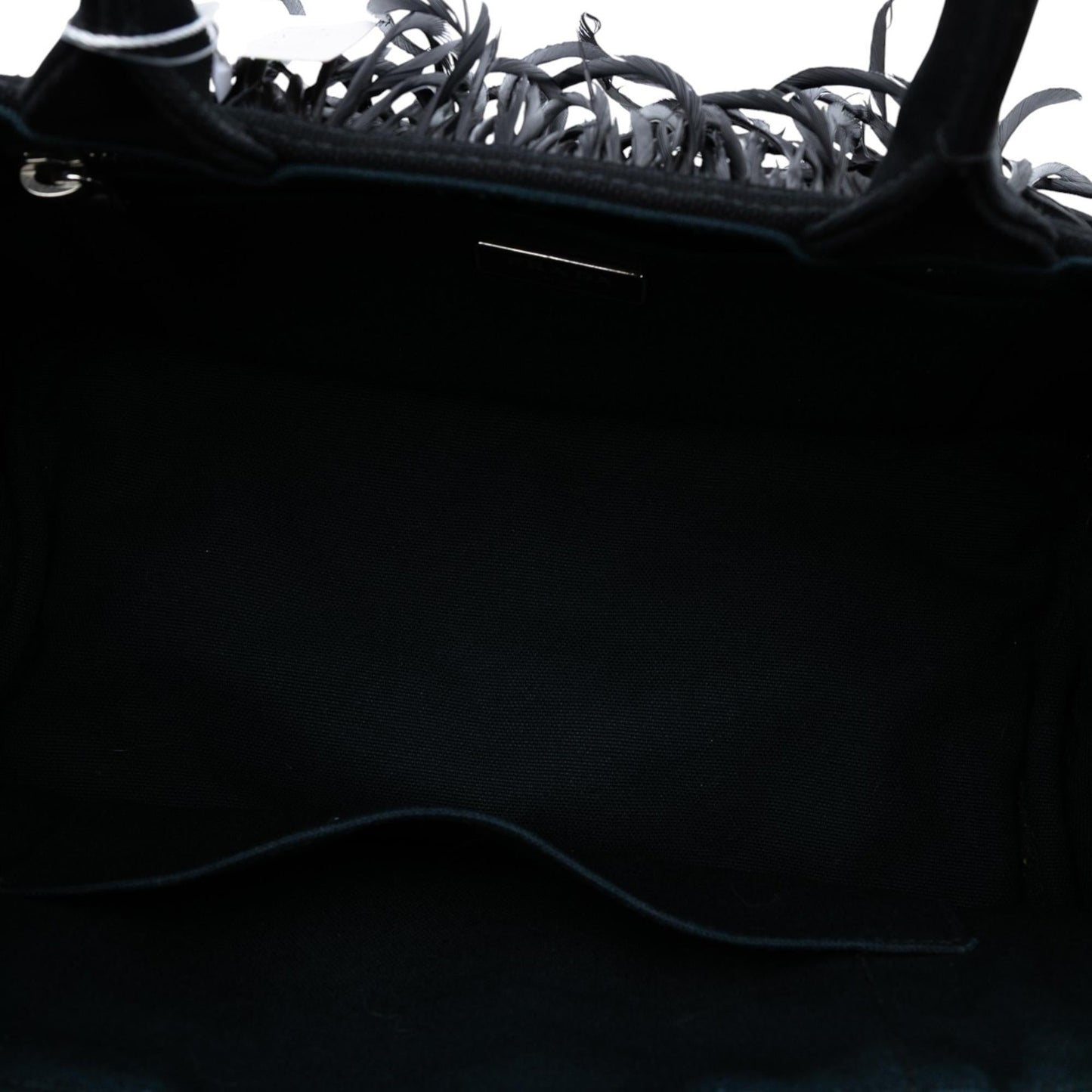 Prada Small Feather Trimmed Canvas Canapa Satchel