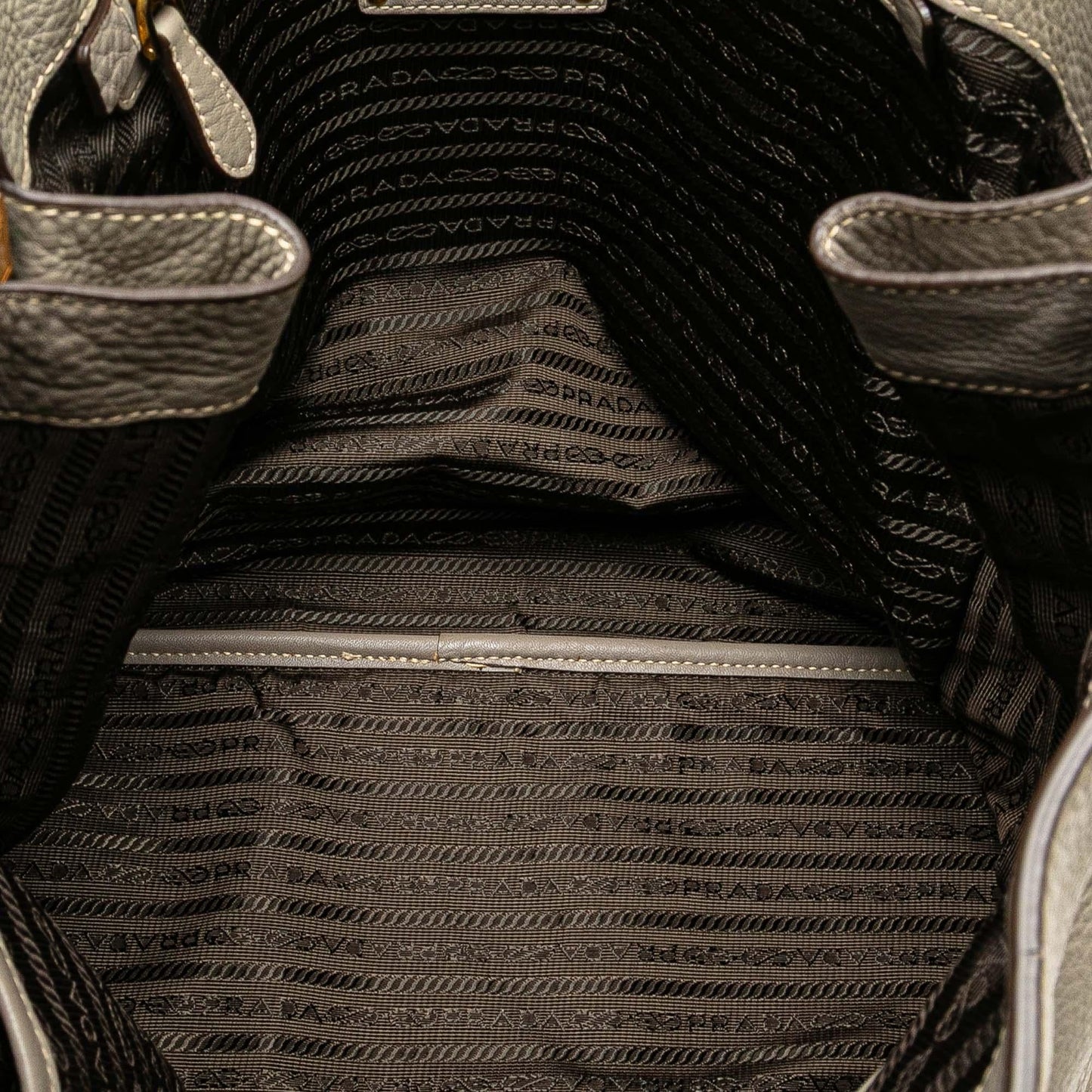 Prada Vitello Daino Side Zip Shopper Tote
