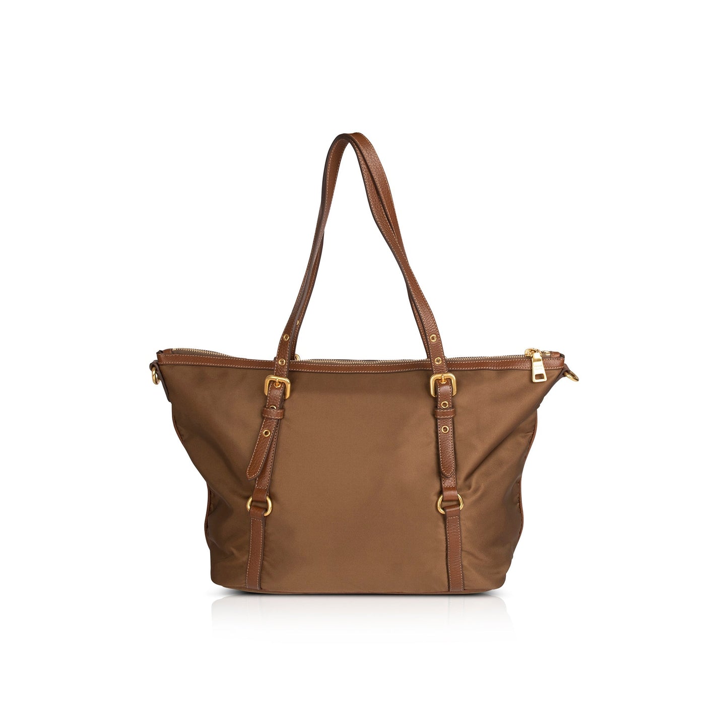 Prada Vitello Daino-Trimmed Tessuto Nylon Tote