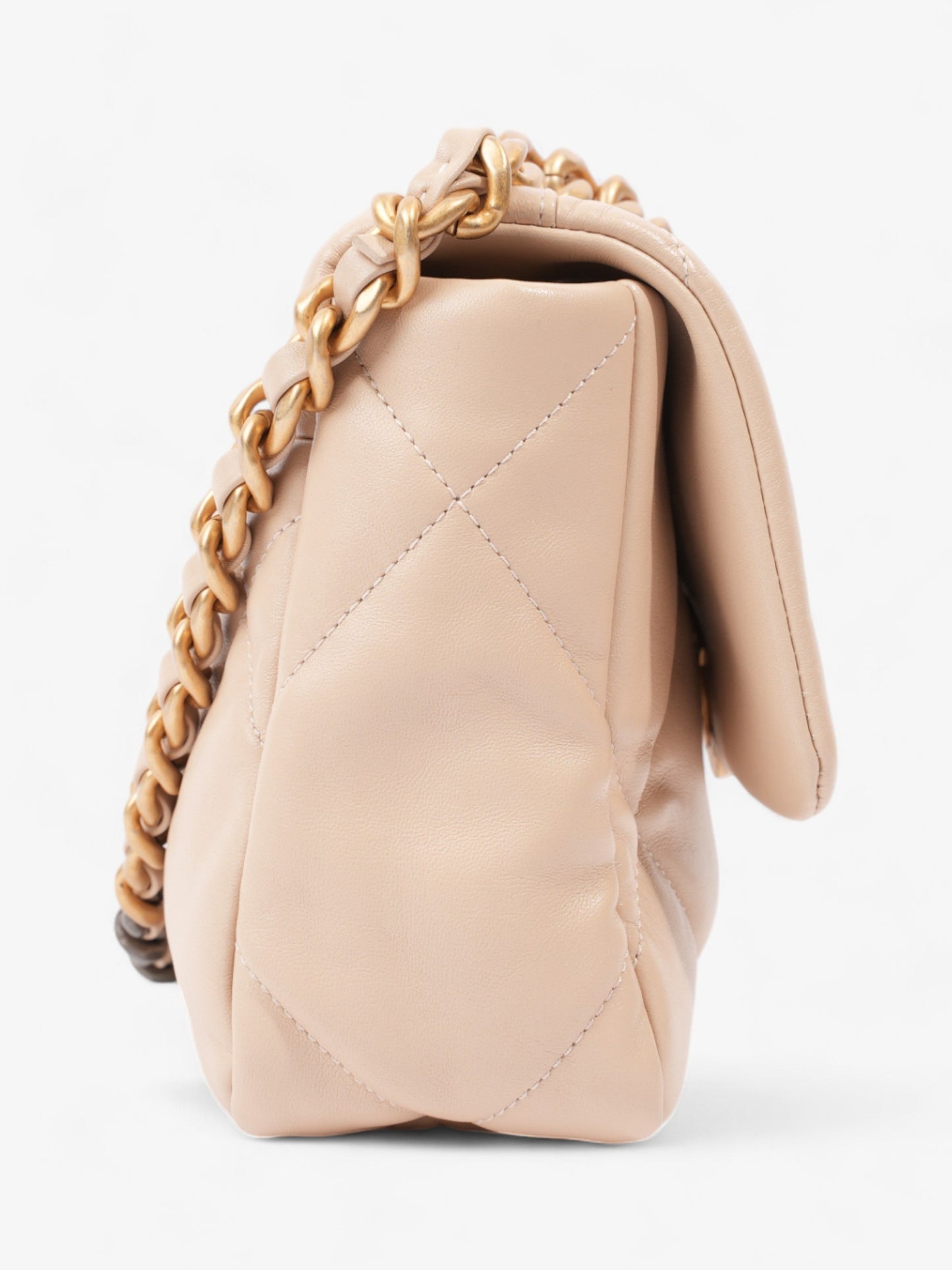 Chanel 19 Flap Beige Lambskin Leather Medium
