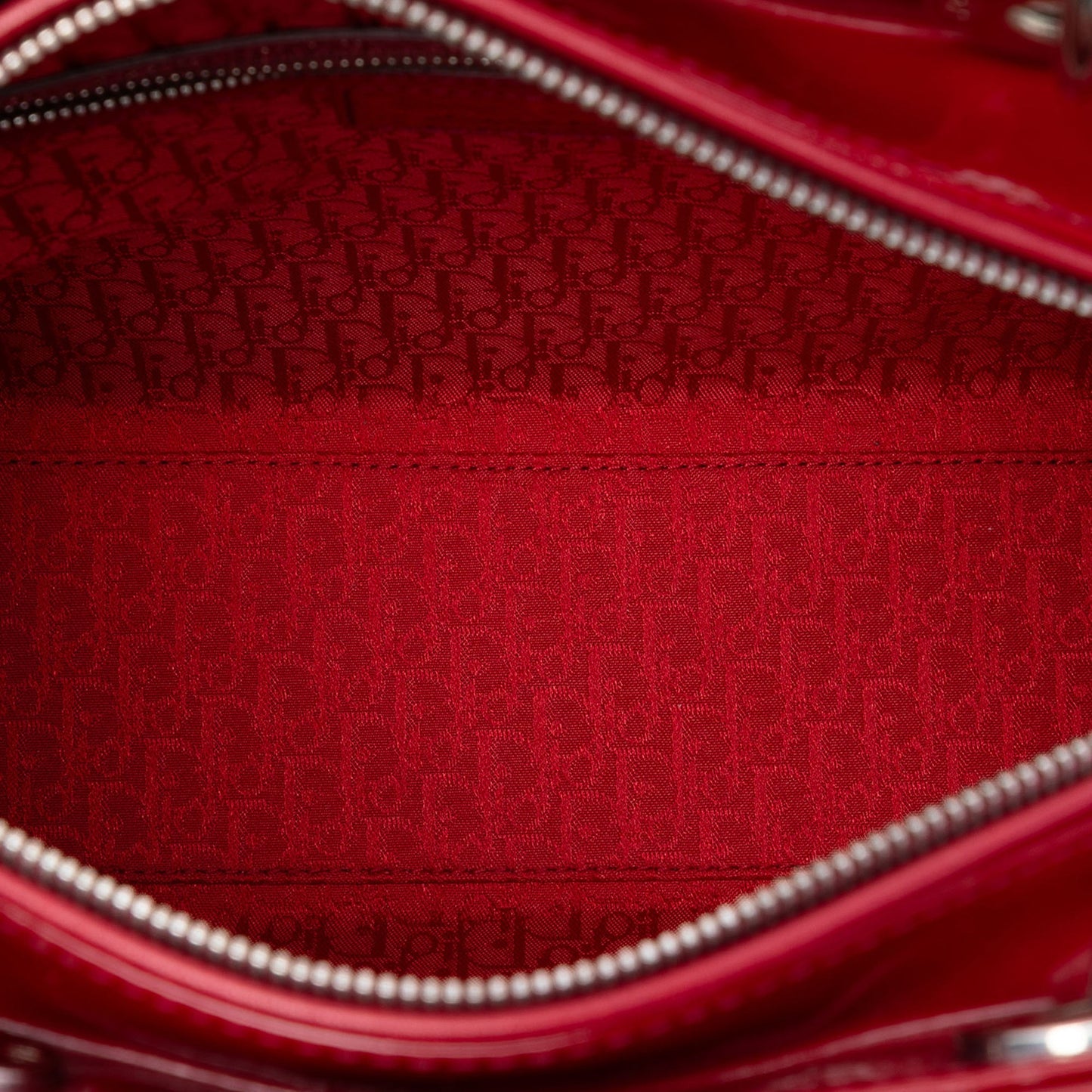 Red Dior Large Patent Cannage Lady Dior Satchel