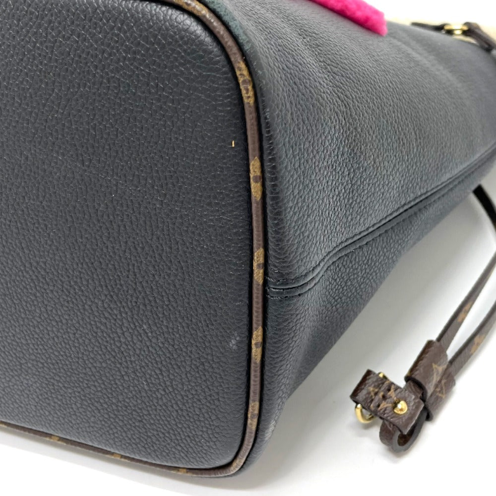 LOUIS VUITTON Tote Bag Calf leather black Shearling Monogram Flower LV Initials Neverfull MM