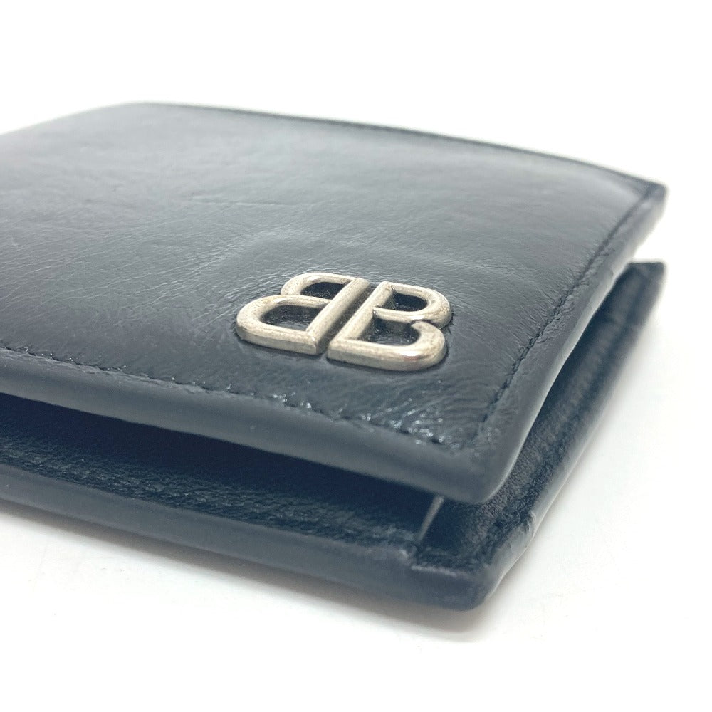 BALENCIAGA Folded wallet 779971 leather black BB logo mens