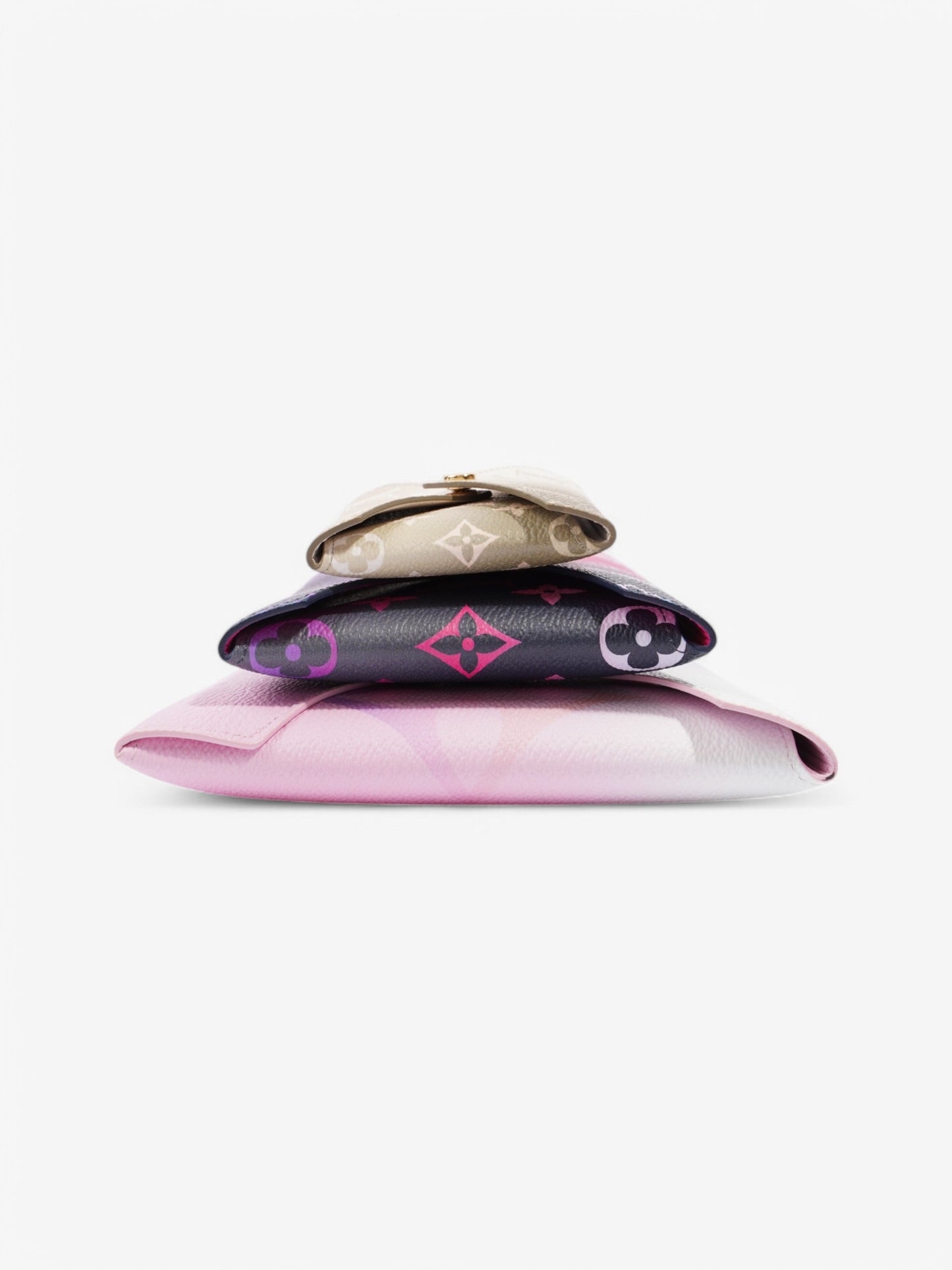 Louis Vuitton Spring In The City Kirigami Pochette Set Sunrise Pastel / Midnight Fuschia / Khaki Coated Canvas