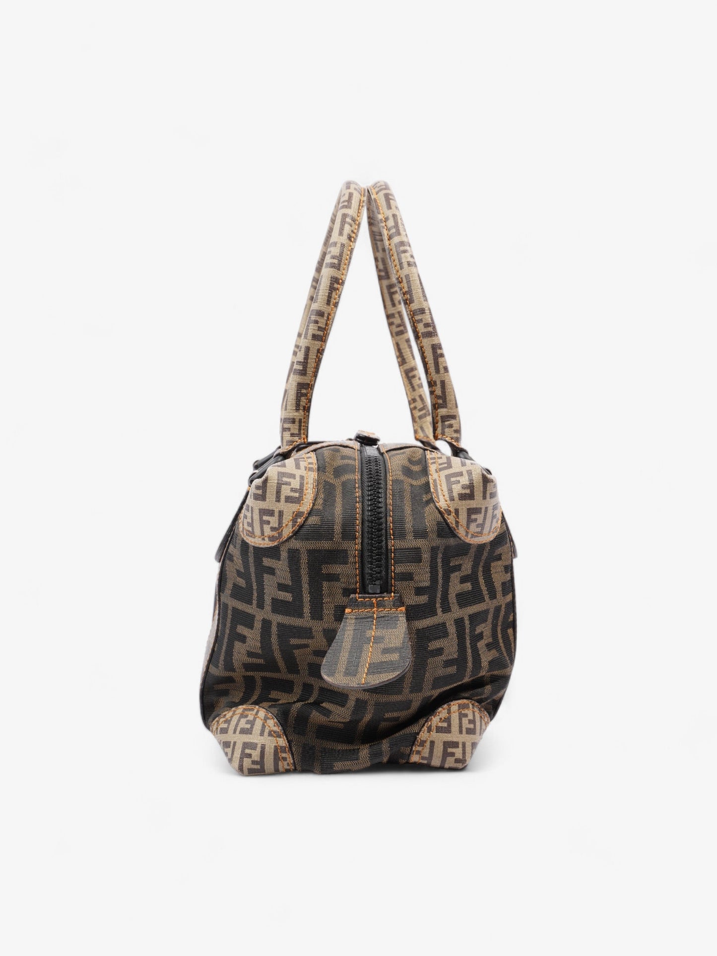 Fendi Diagonal Flat Pouch Tobacco / Black Coated Canvas