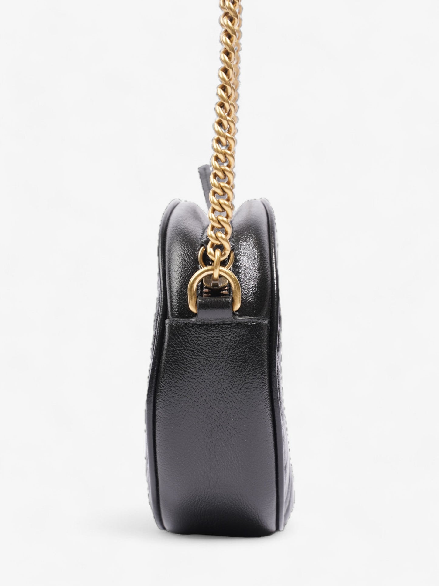 Gucci Marmont Round Bag Black Matelasse Leather