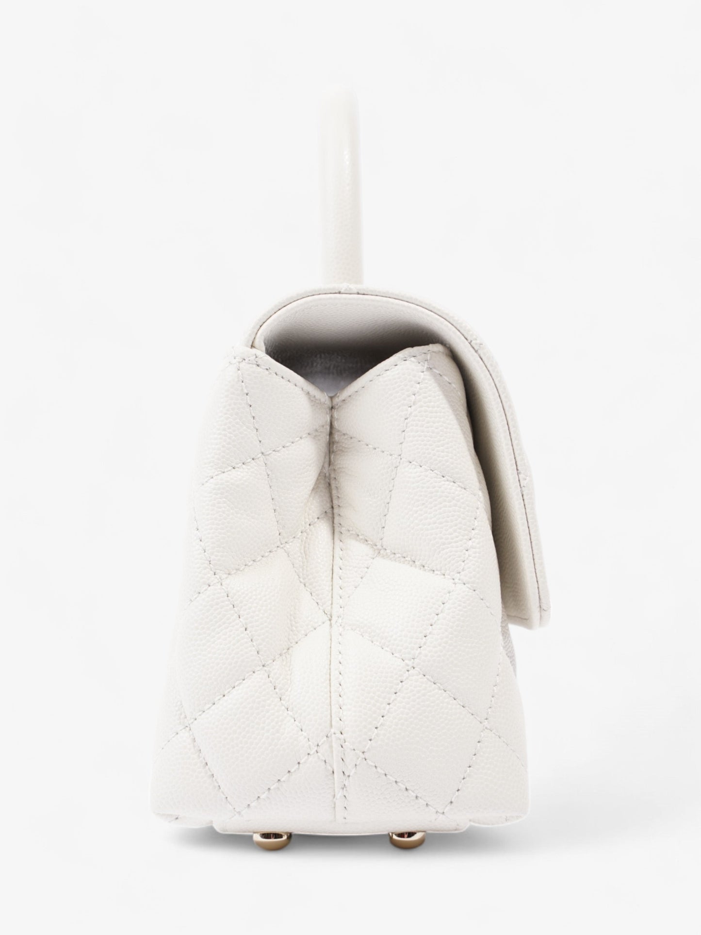 Chanel Coco Top Handle White Caviar Leather Mini
