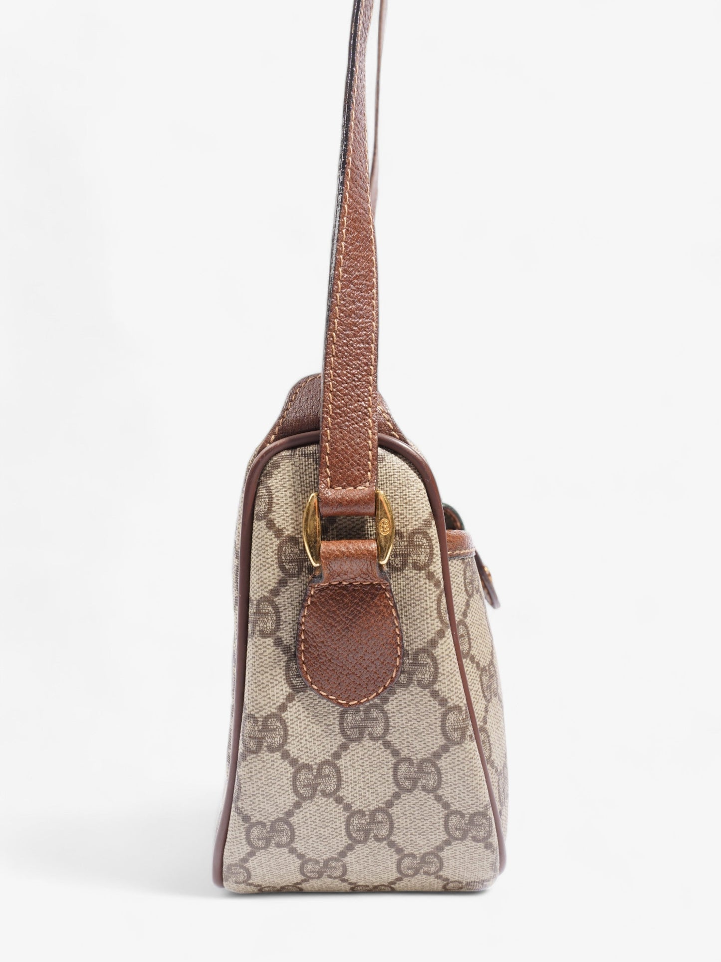 Gucci Old Gucci Sherry Line PVC & leather Shoulder bag Brown 001?58?6177 Supreme Print Coated Canvas