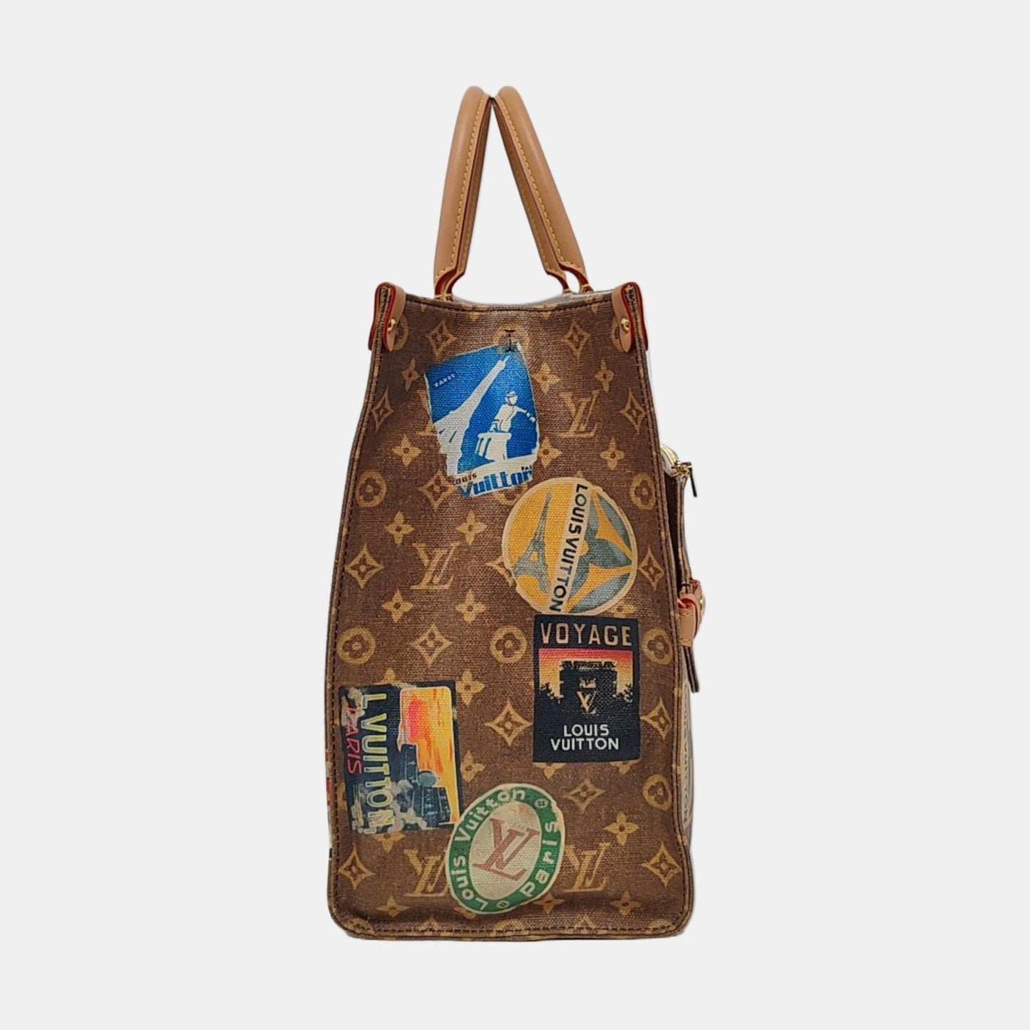 Louis Vuitton OnTheGo Large Hotel Labels Brown Monogram Crossbody Toteo