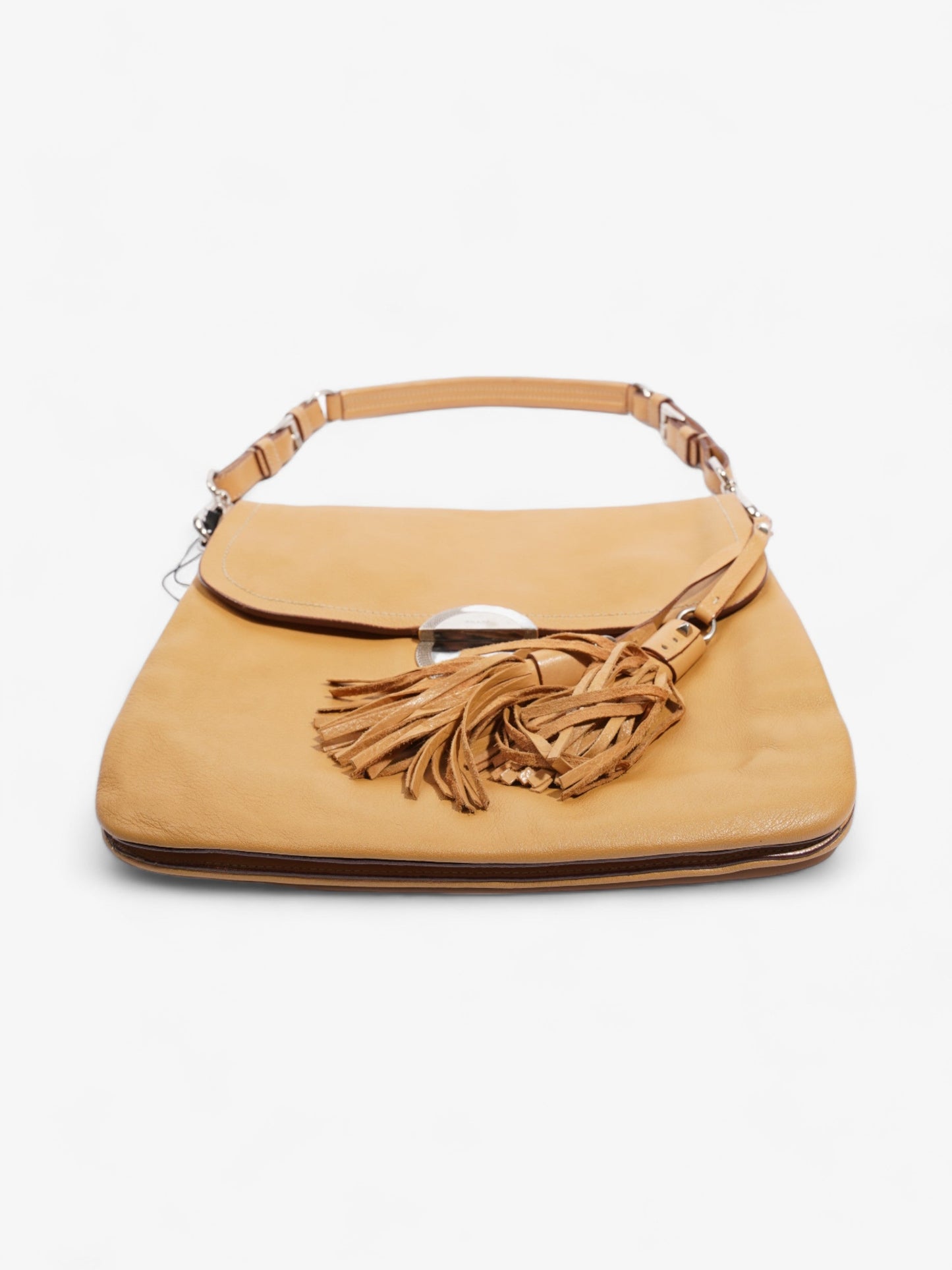 Prada Tassel Flap Shoulder Caramel Brown Leather