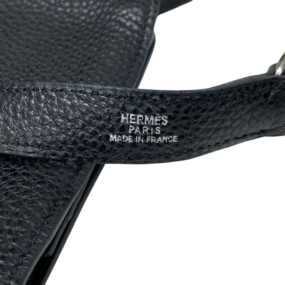 HERMES Waist bag Togo black Sling bag Crossbody Dogon SilverMetal Women(Unisex)