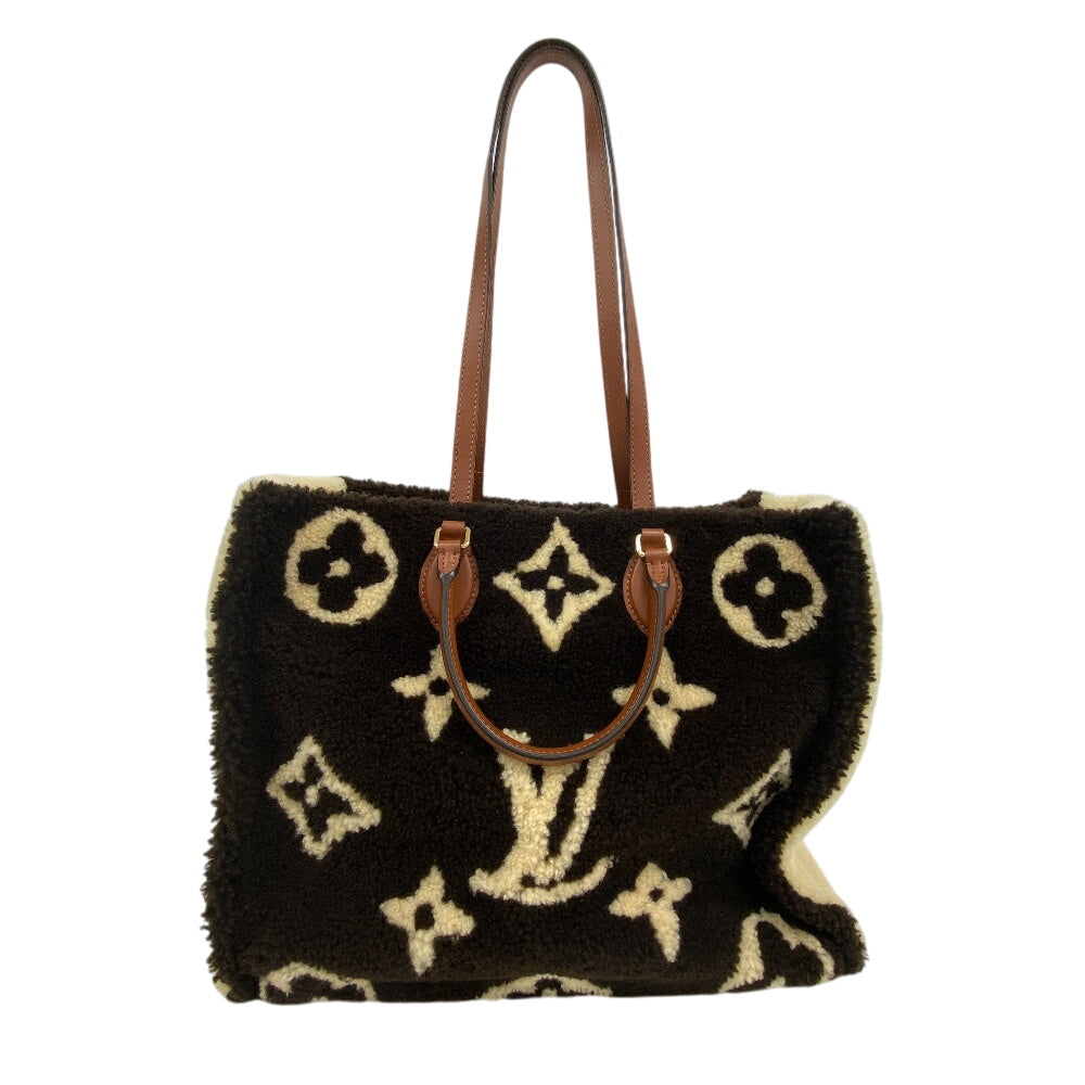 LOUIS VUITTON Handbag Monogram shearling, leather Brown Monogram teddy On-the-go GM Women