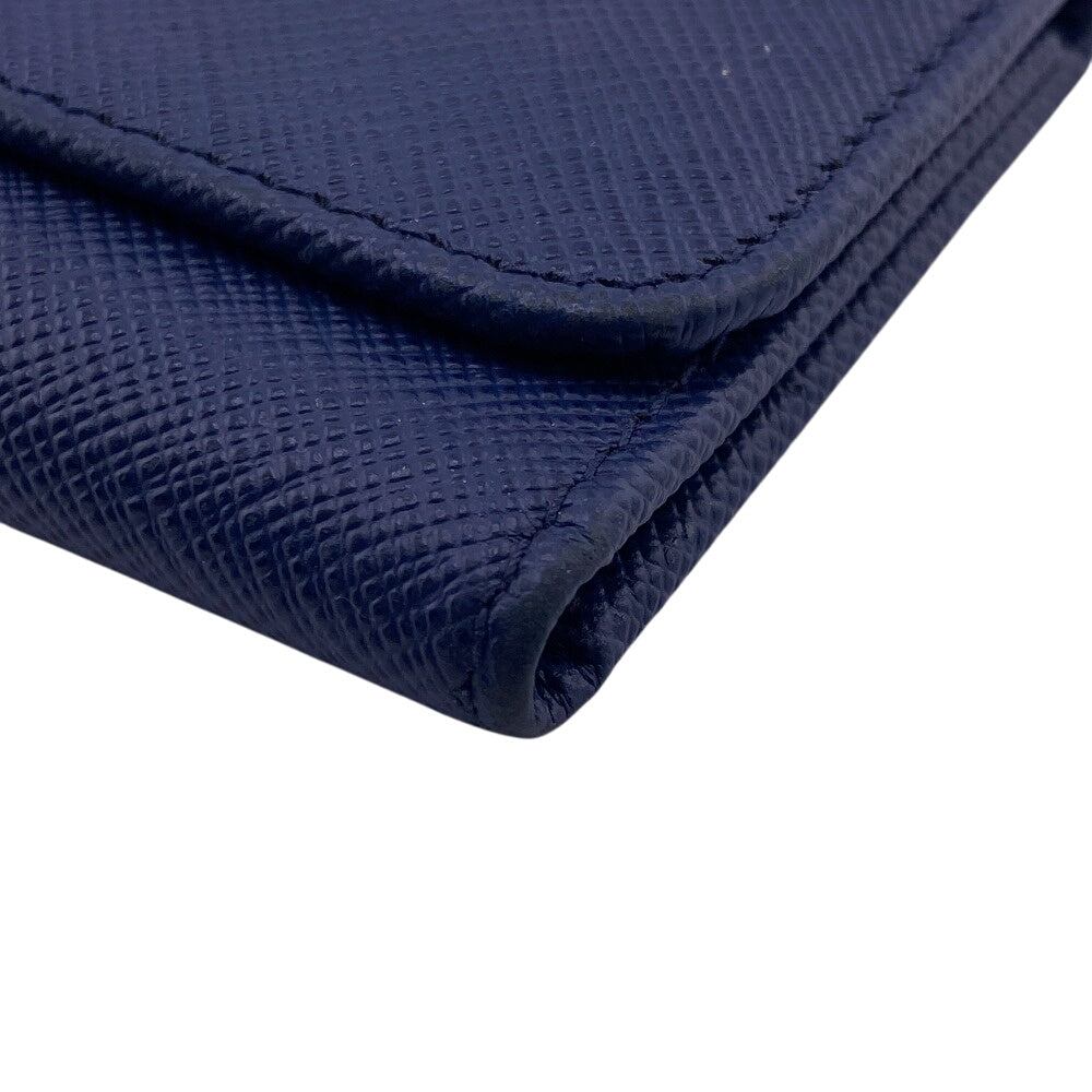 PRADA Key case Key holder 1PG222 leather blue Tri-fold Key case Key holder Safiano 6-key case Key holder Women