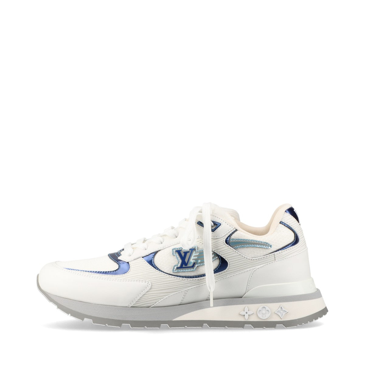 Louis Vuitton Lanewline 22 Years Mesh Leather Trainers 6 Mens White × Blue BM0292 LV Logo Bag