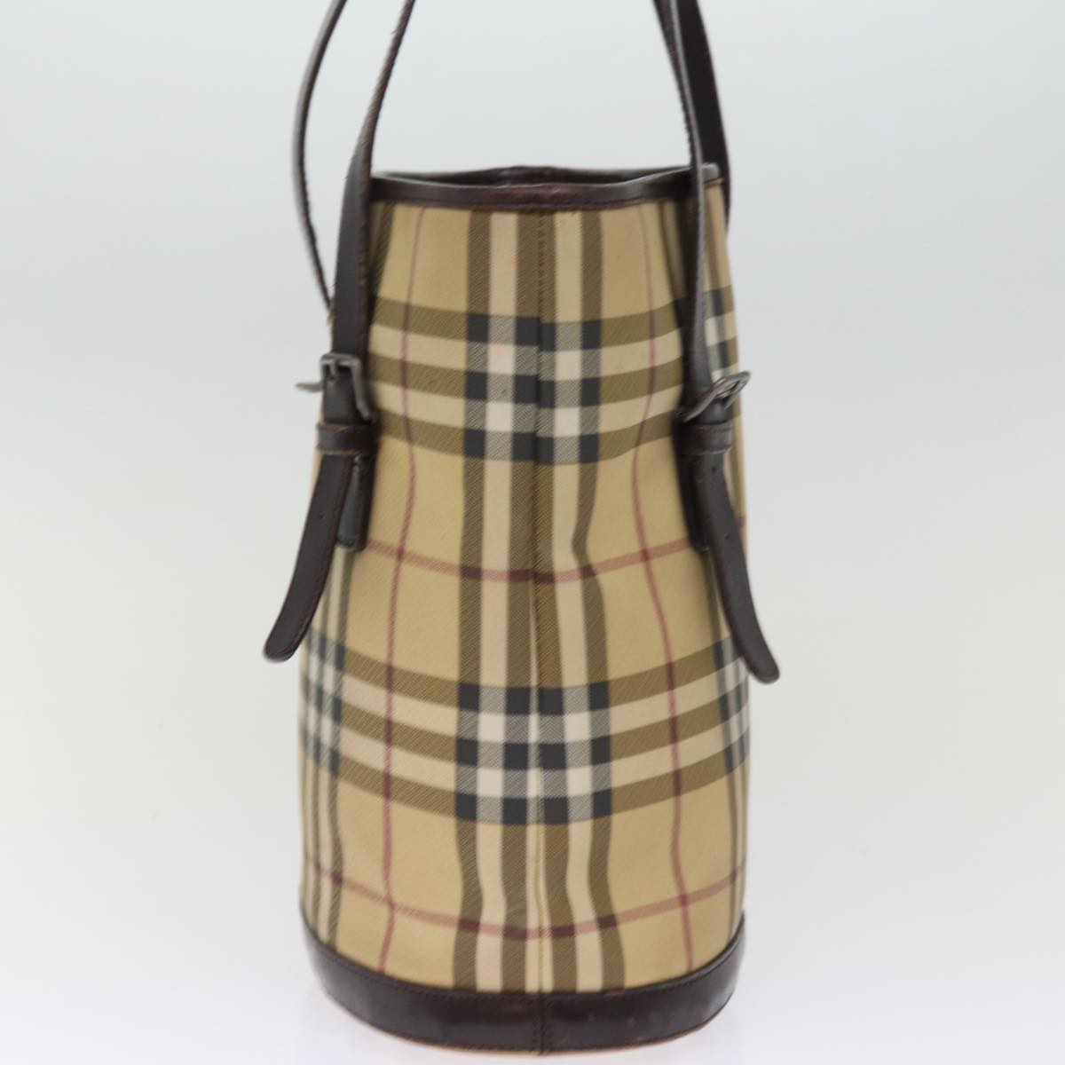 Burberry Nova Check Shoulder Bag Coated Canvas Beige Auth am6355