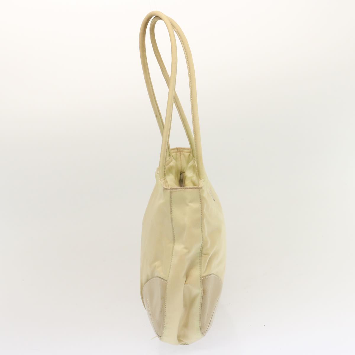 PRADA Hand Bag Nylon Beige Auth ar11710
