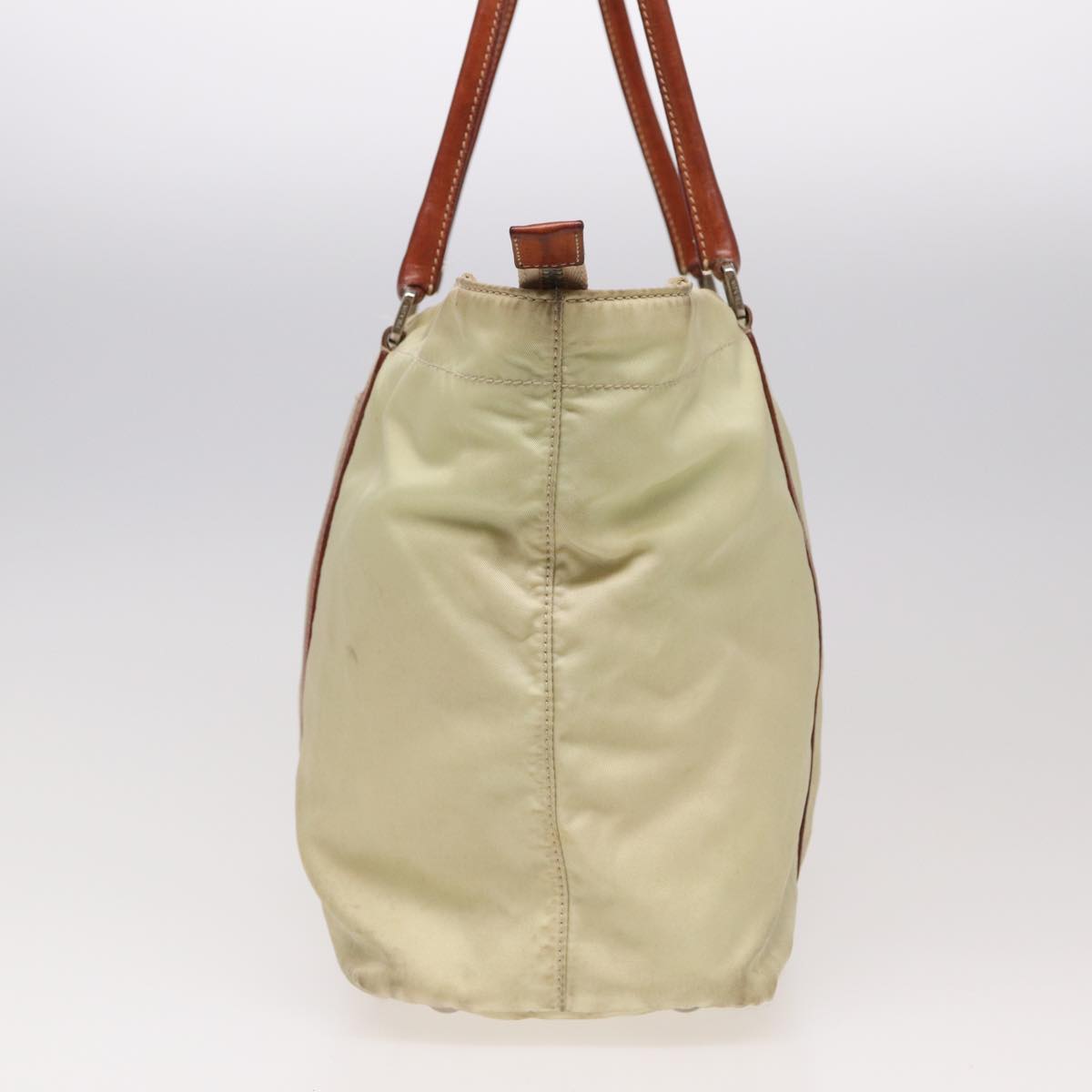 PRADA Tote Bag Nylon Beige Auth