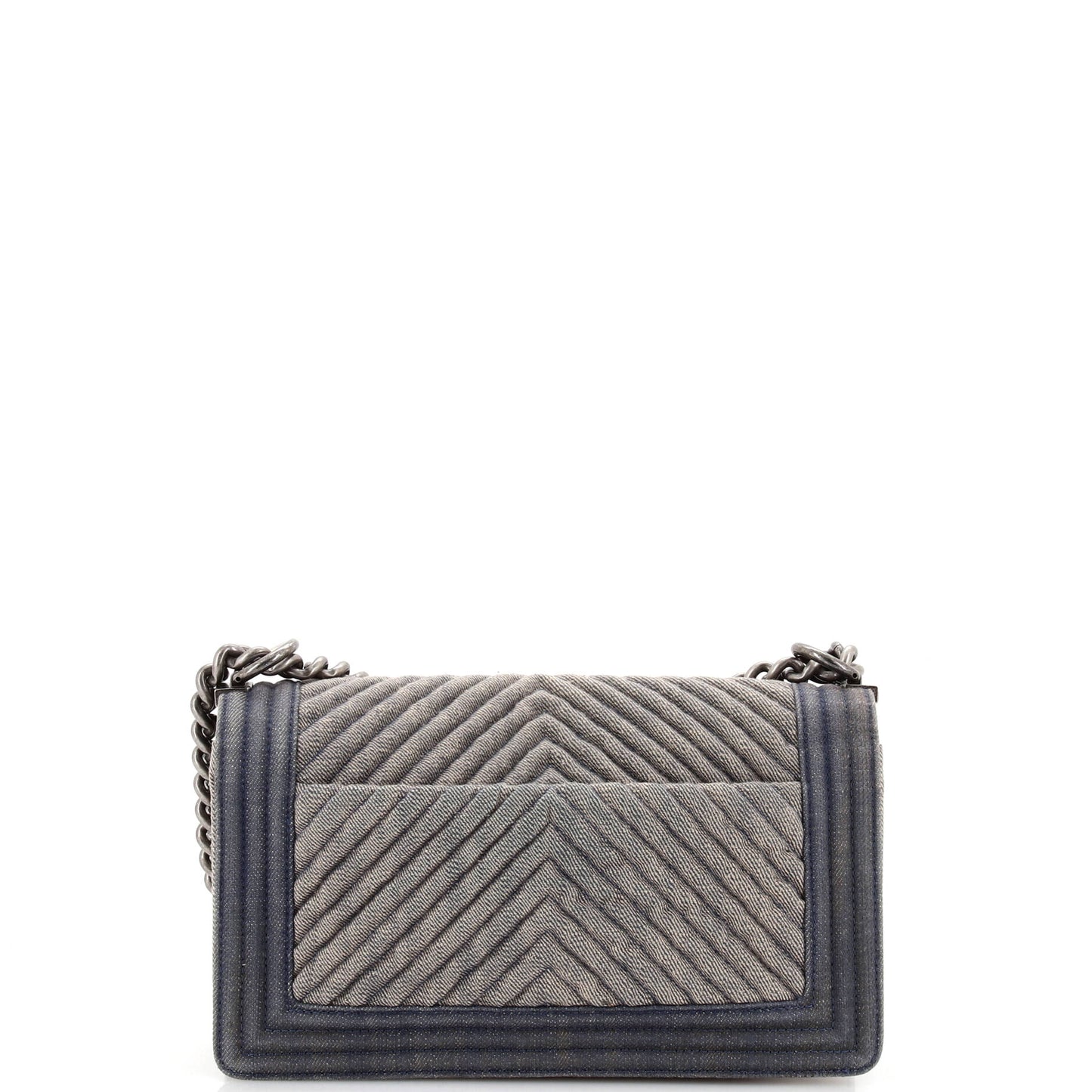 Chanel Boy Flap Bag Chevron Denim Old