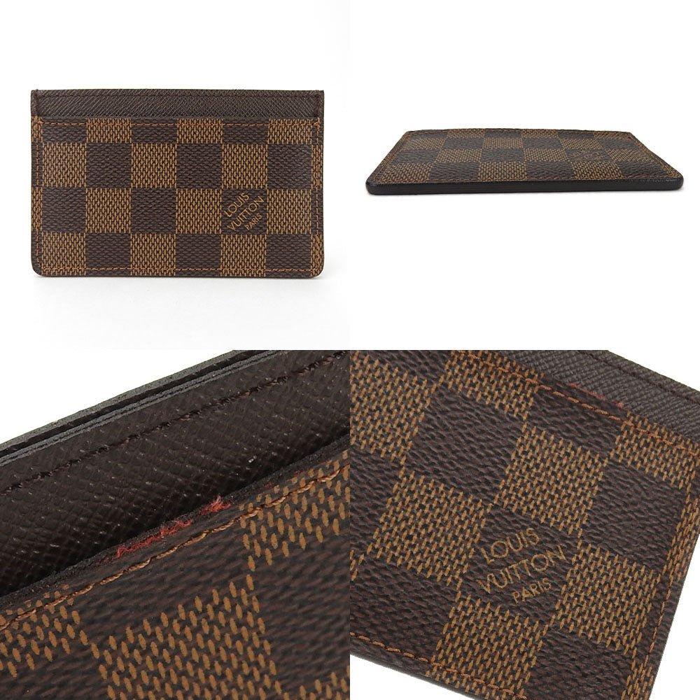 LOUIS VUITTON Card Case Damier canvas Brown Pass Case Card Case Porte Cartes�ESimple mens(Unisex)