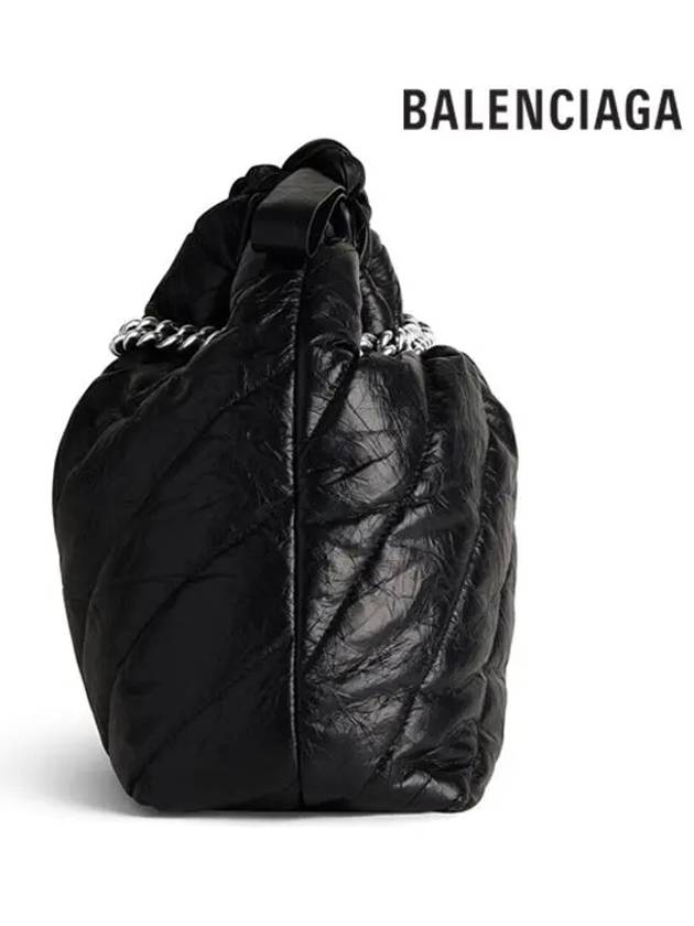 Luxury Balenciaga Trending 2026 Crush Embellished Logo Quilted Leather Tote Bag Black