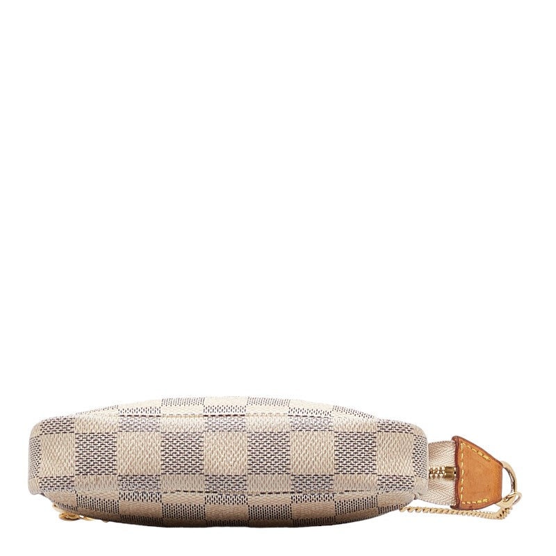 Louis Vuitton Damier Azur Mini Pochette Accessories Accessory Pochette N58010 White PVC Leather Louis Vuitton