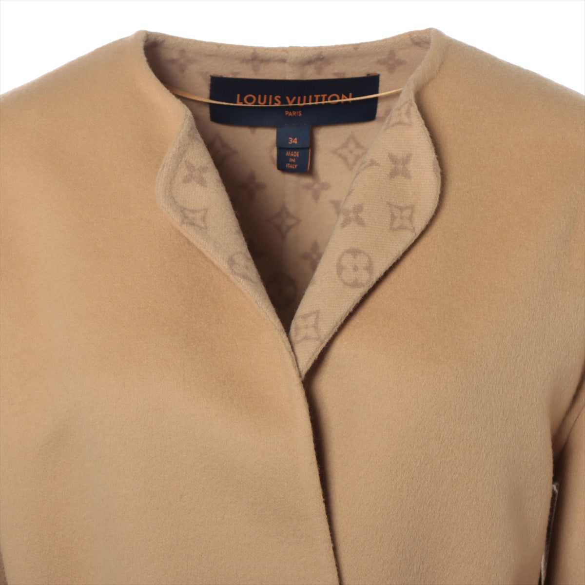 Louis Vuitton 22AW Wool Short Coat 34 Beige RW222W Monogram