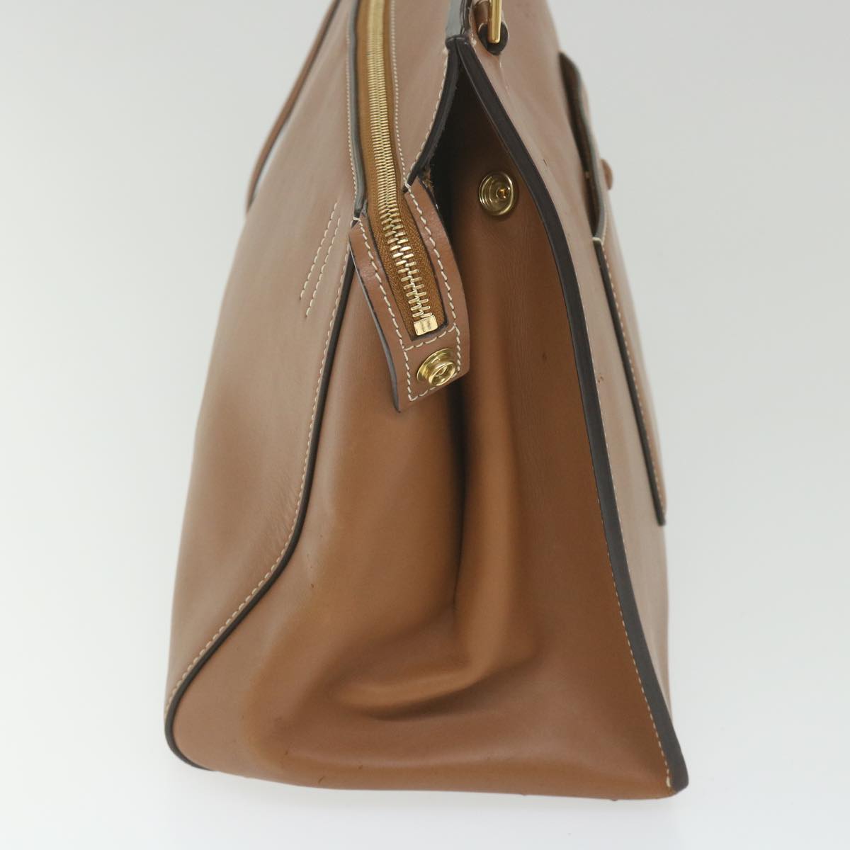 Luxury CELINE Edge Hand Bag Leather Brown 10092