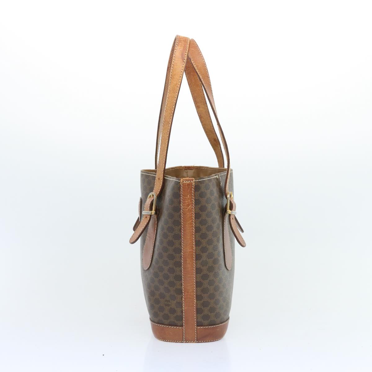 Luxury CELINE Macadam Canvas Hand Bag PVC Brown 12046
