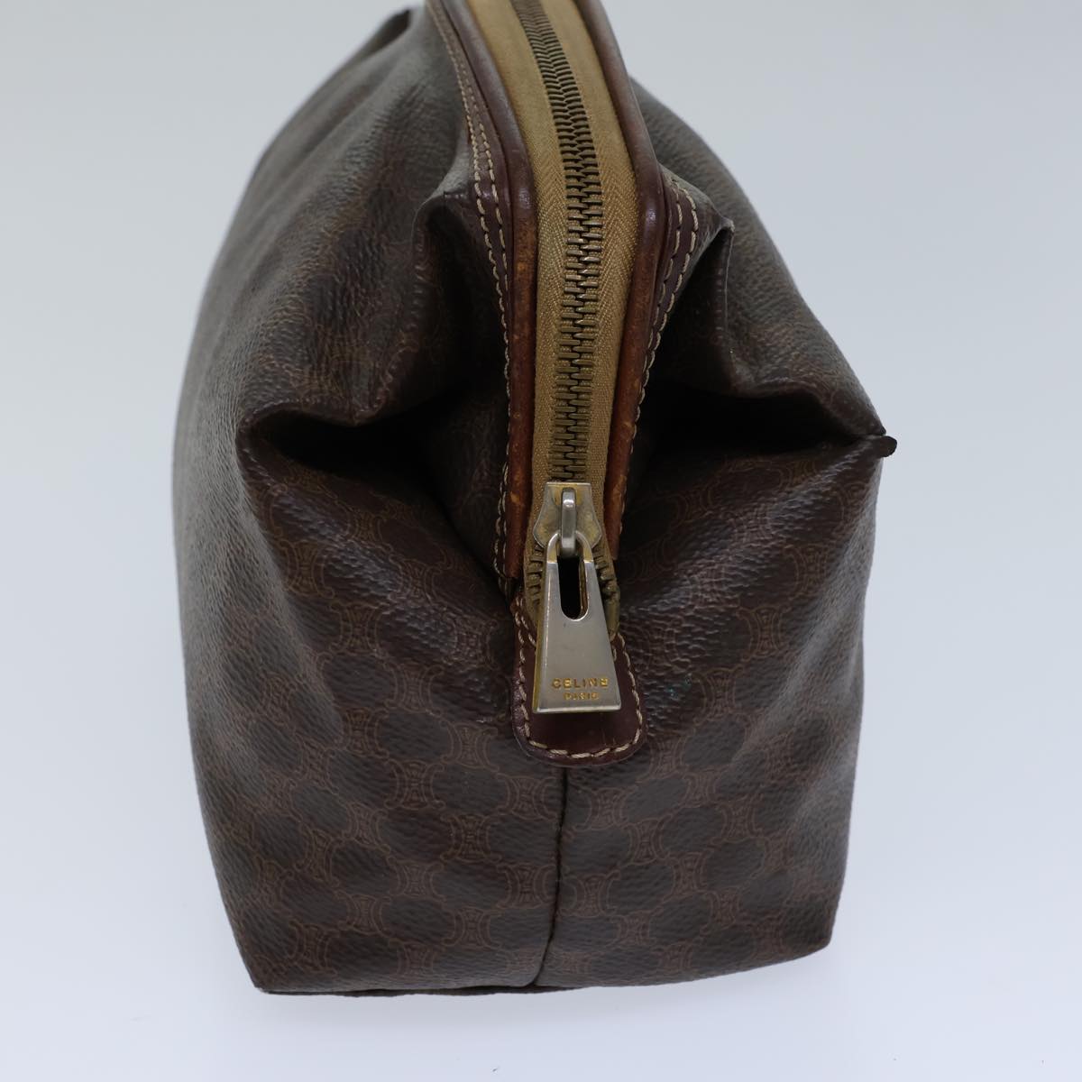 Luxury CELINE Macadam Canvas Pouch PVC Brown 13796