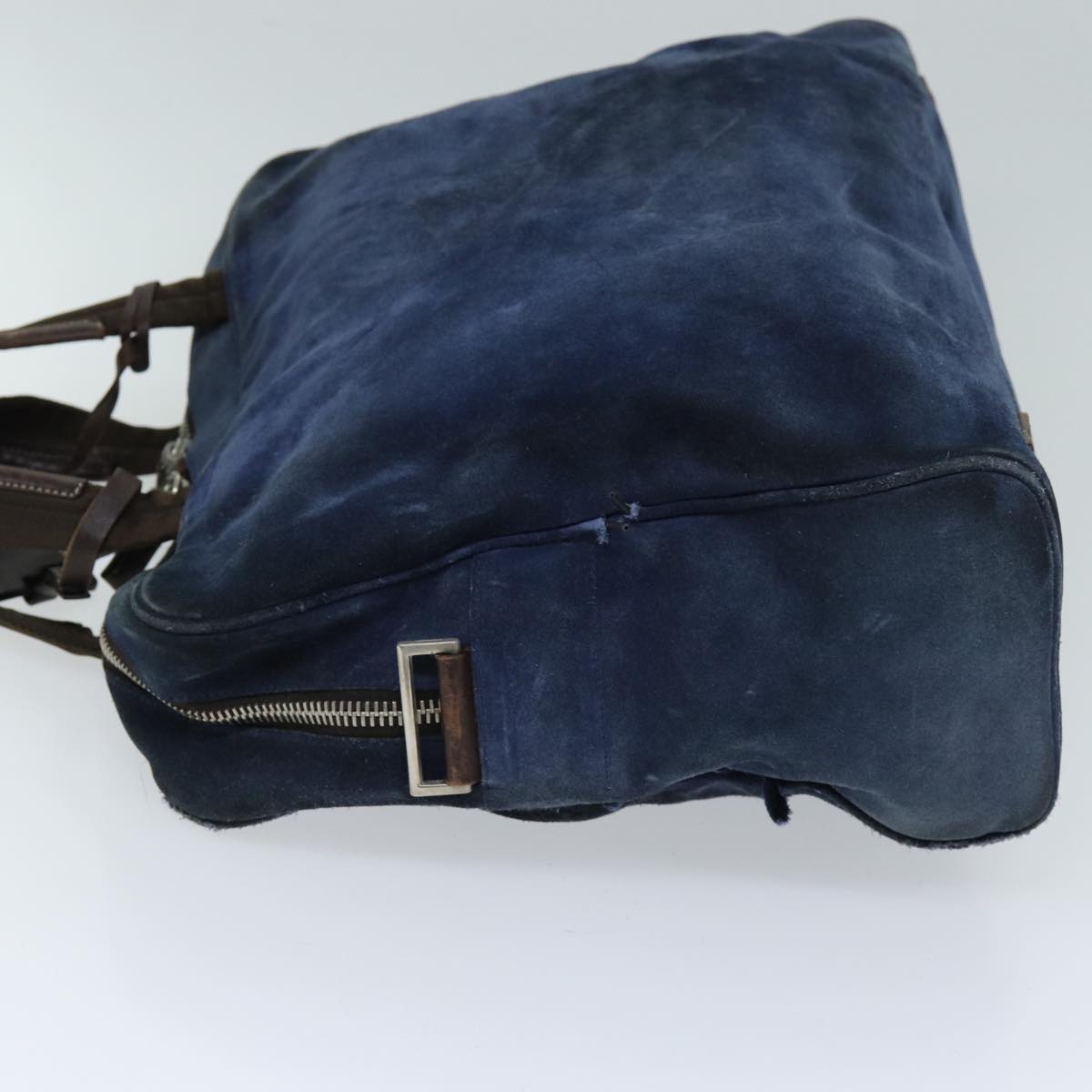 PRADA Hand Bag Suede Navy Auth bs13802