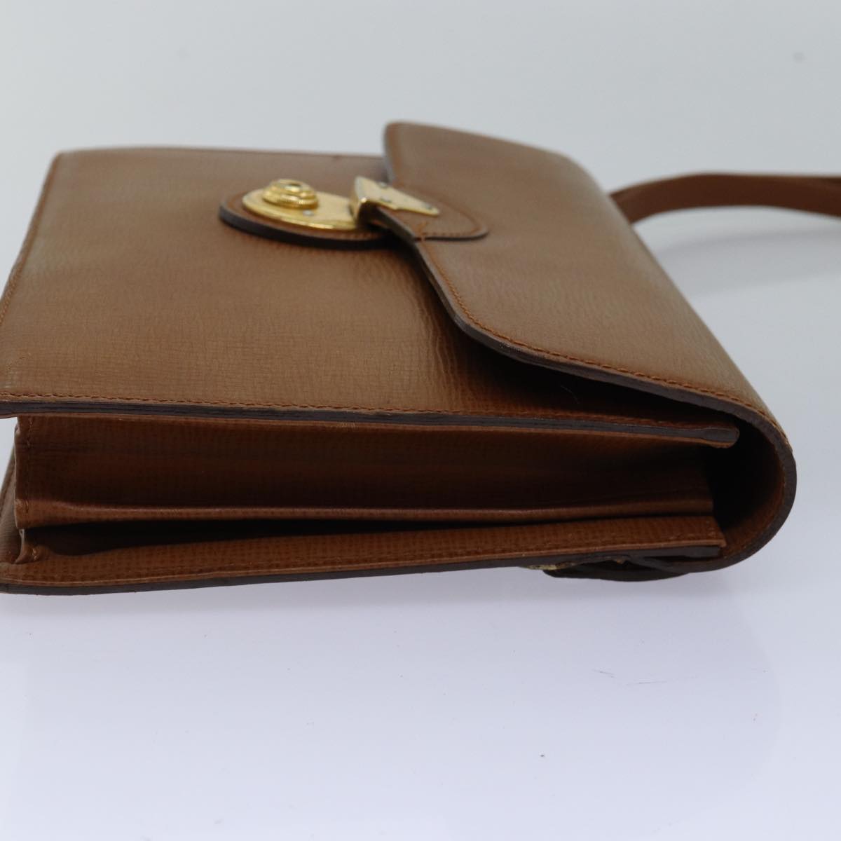 BurberrySs Clutch Bag Leather Brown Auth bs14900