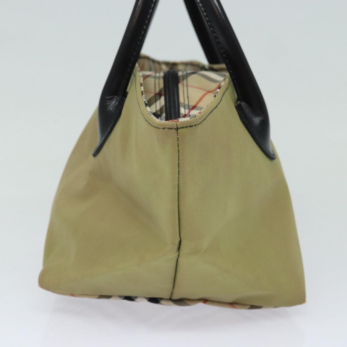 Burberry Nova Check Blue Label Hand Bag Nylon Beige Auth bs16350