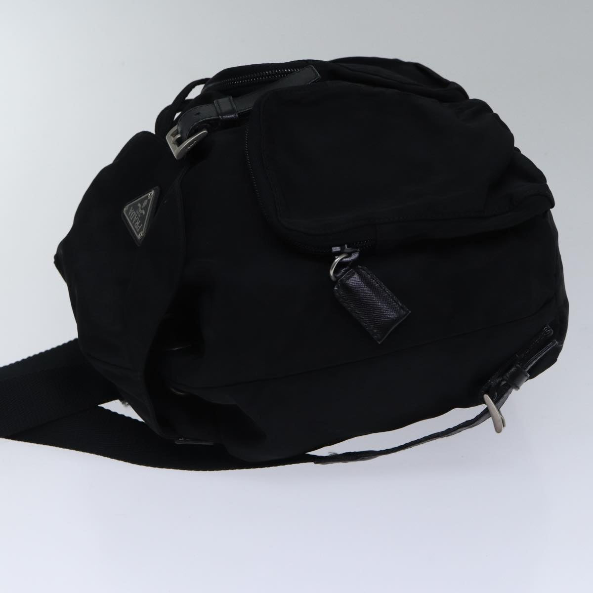 PRADA Backpack Nylon Black Silver Auth