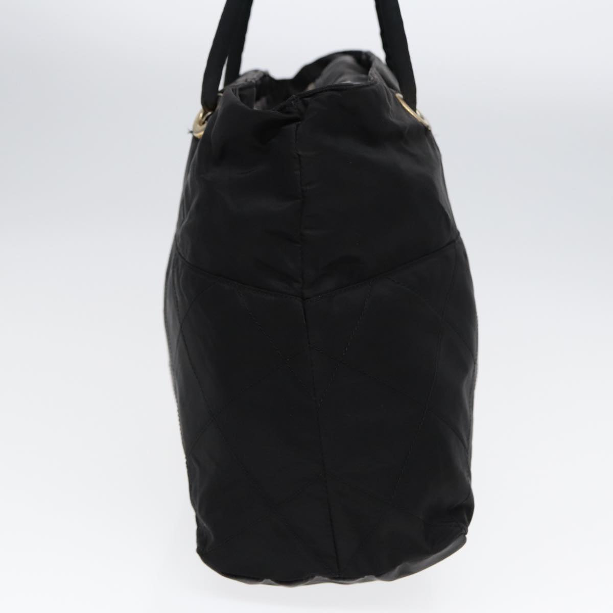 PRADA Hand Bag Nylon Black Gold Auth