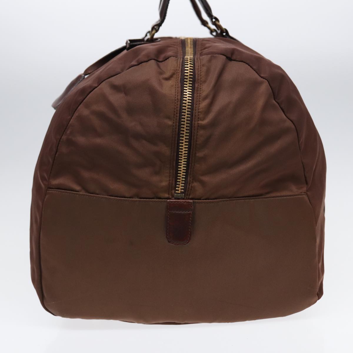 PRADA Boston Bag Nylon Gold Brown Auth