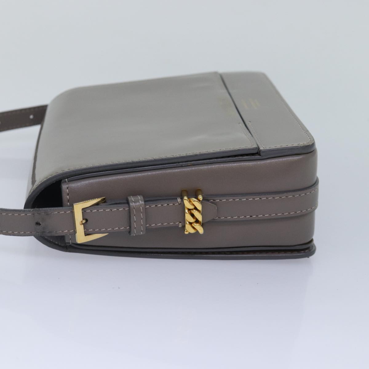 Burberry Shoulder Bag Patent leather Gray Gold Auth bs17639