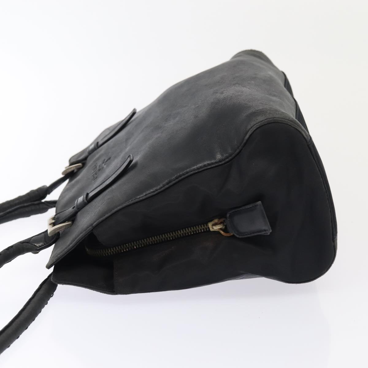 PRADA Shoulder Bag Leather Black Silver Auth