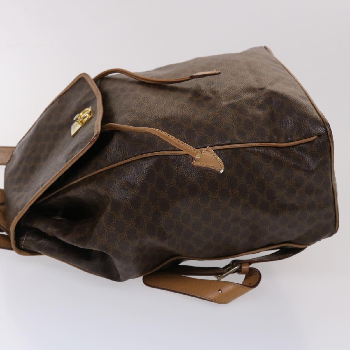 Luxury CELINE Macadam Canvas Backpack PVC Leather Brown 6391