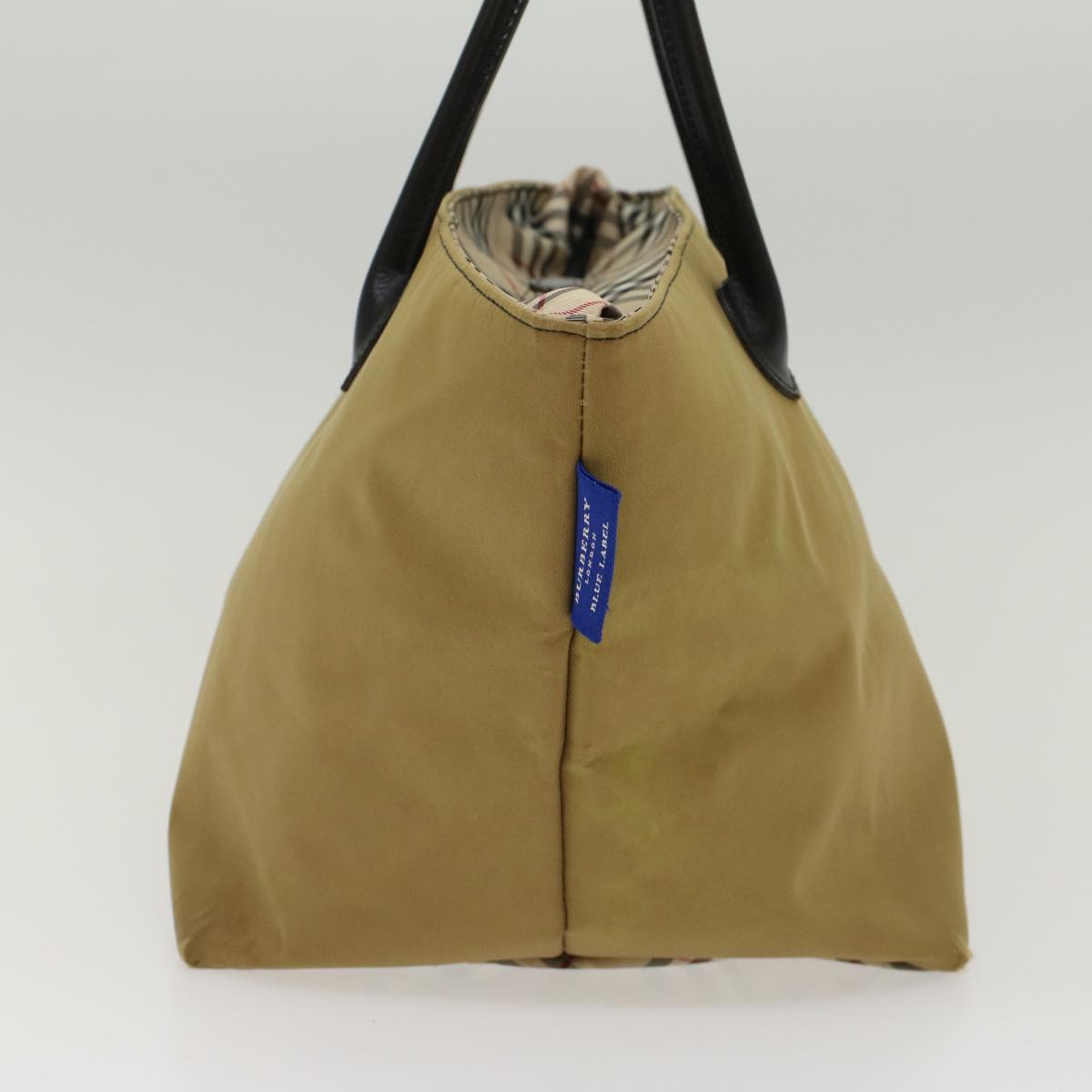 BURBERRY Blue Label Tote Bag Nylon Beige Auth bs6823