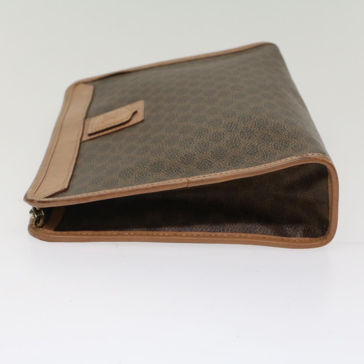 Luxury CELINE Macadam Canvas Clutch Bag PVC Leather Beige Brown 7212