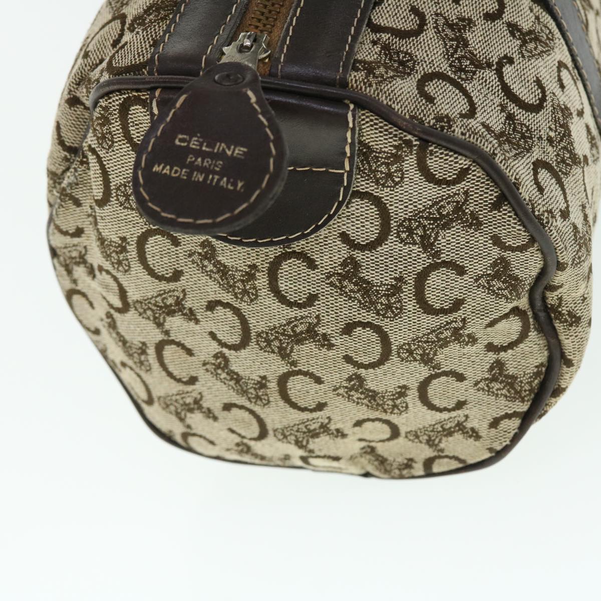 Luxury CELINE C Macadam Canvas Boston Bag Brown 7600