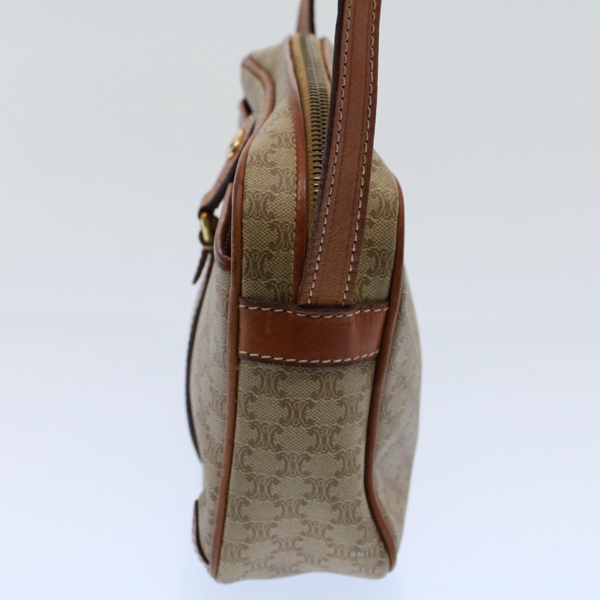 Luxury CELINE Macadam Canvas Shoulder Bag Leather Beige 8427