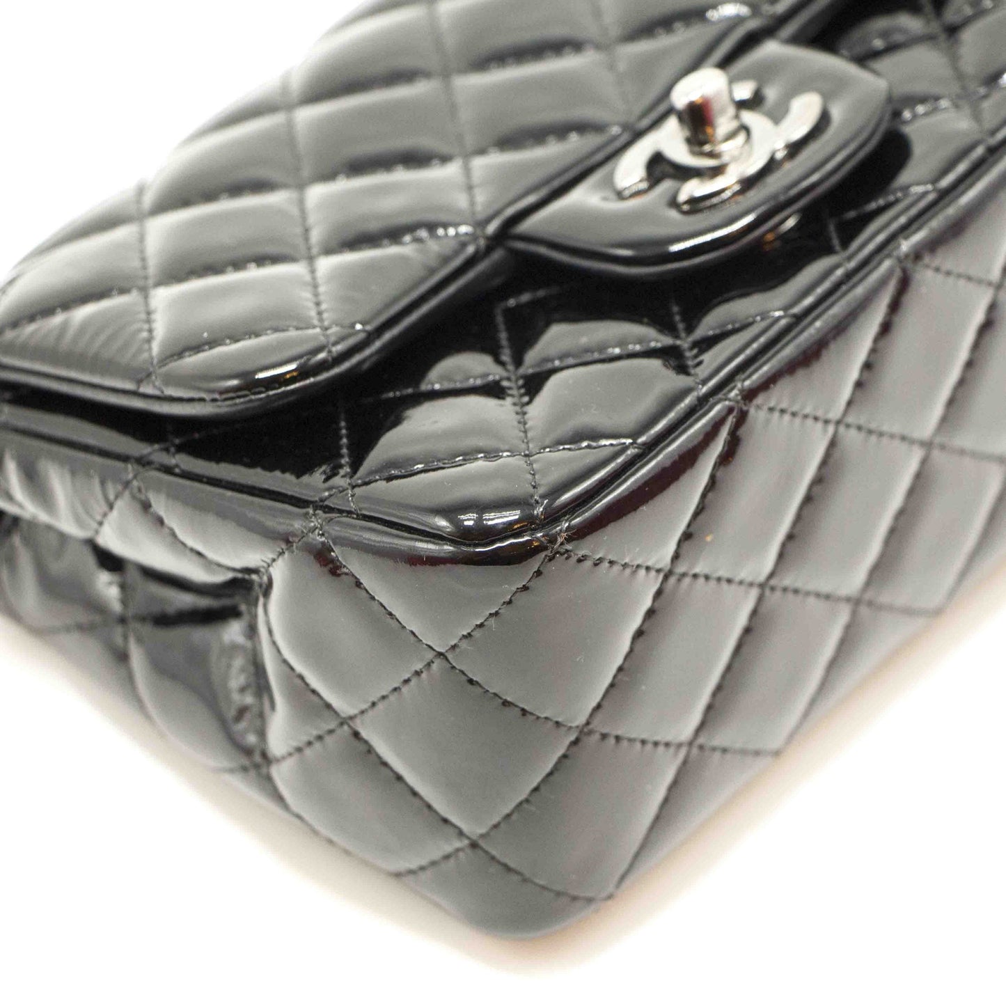 Chanel Quilted Patent Leather Mini Square Flap Bag