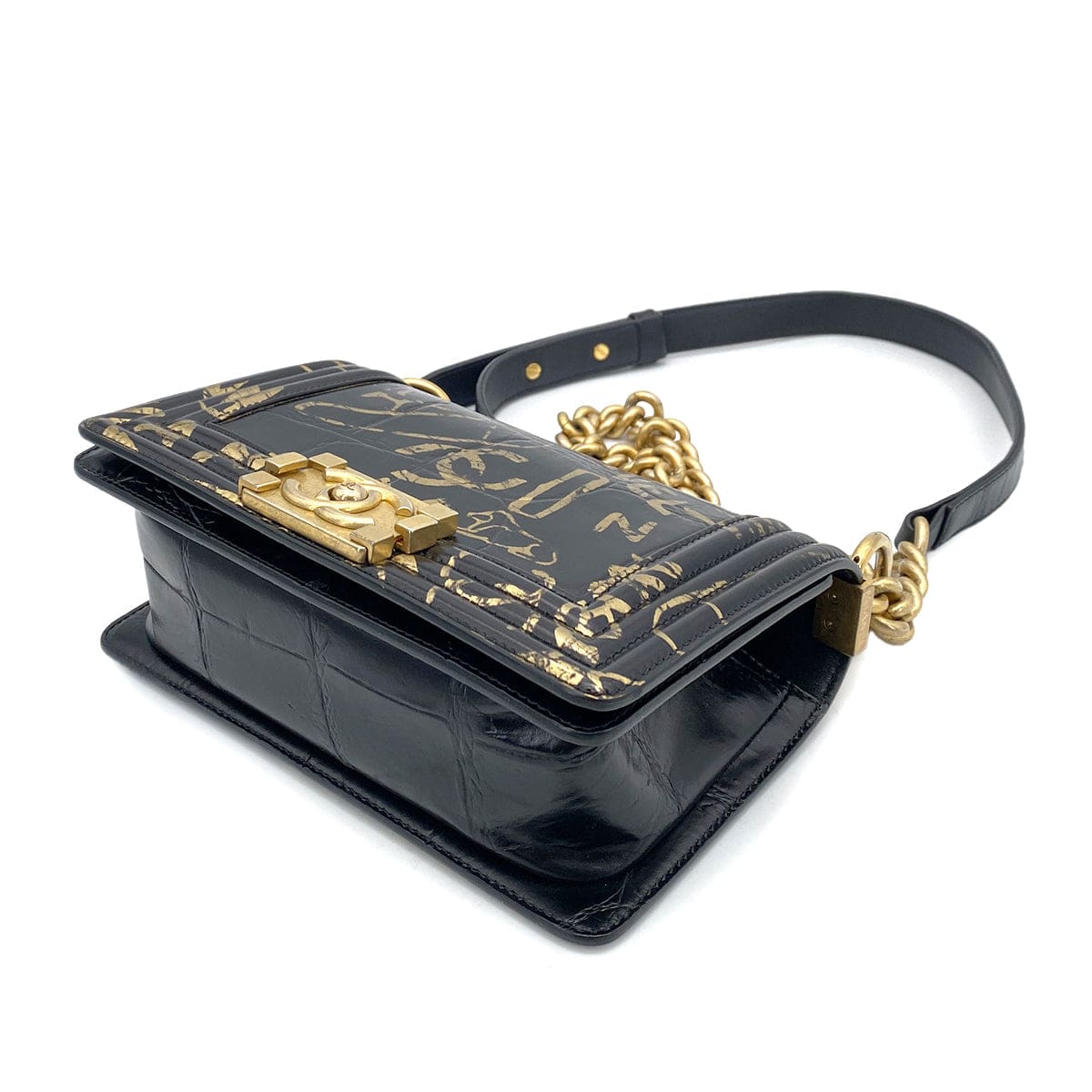 CHANEL BOY CHANEL MINI CHAIN SHOULDER BAG BLACK LEATHER 90261228