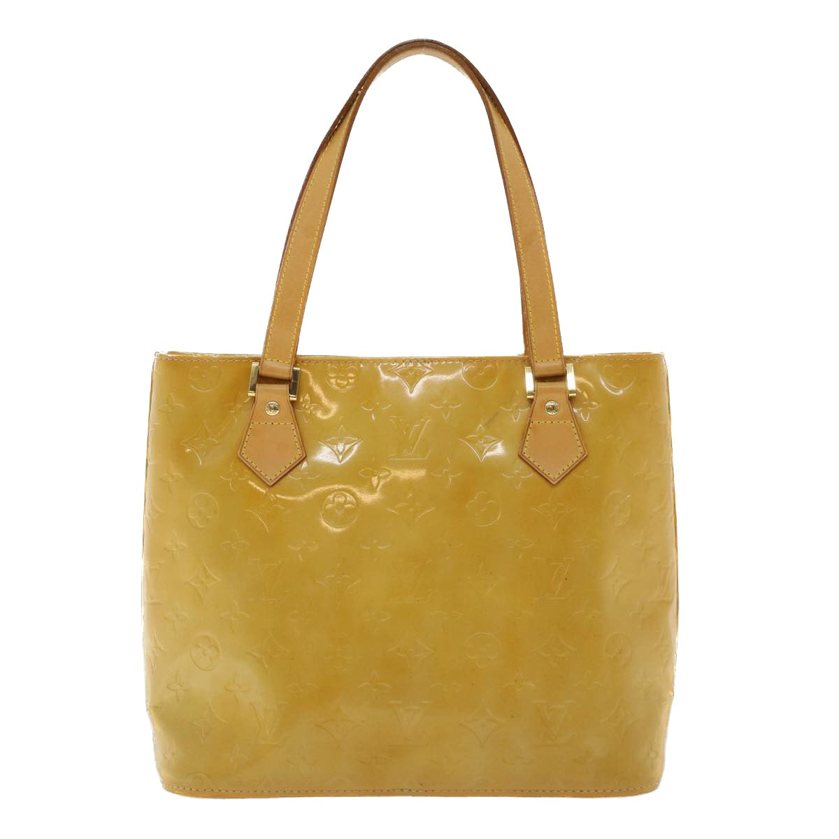 LOUIS VUITTON Monogram Vernis Houston Hand Bag Beige M91004 LV Auth cl523
